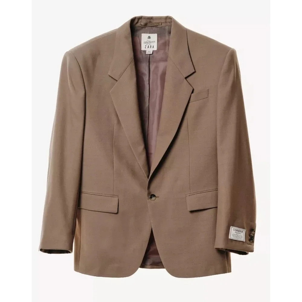 Willy Chavarria x Zara Oversized Blazer Taupe Brown Men Sz US 44 /BR 54 New 2023